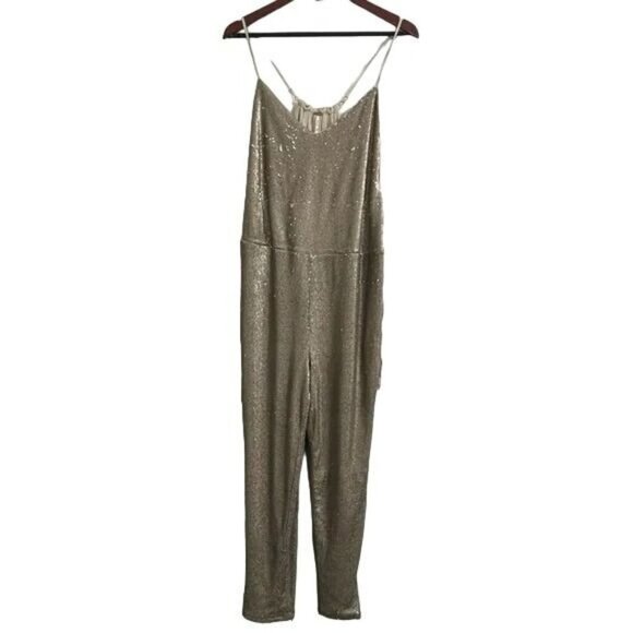 Free People Champagne Sequin Sleeveless Jumpsuit - Picture 4 of 7